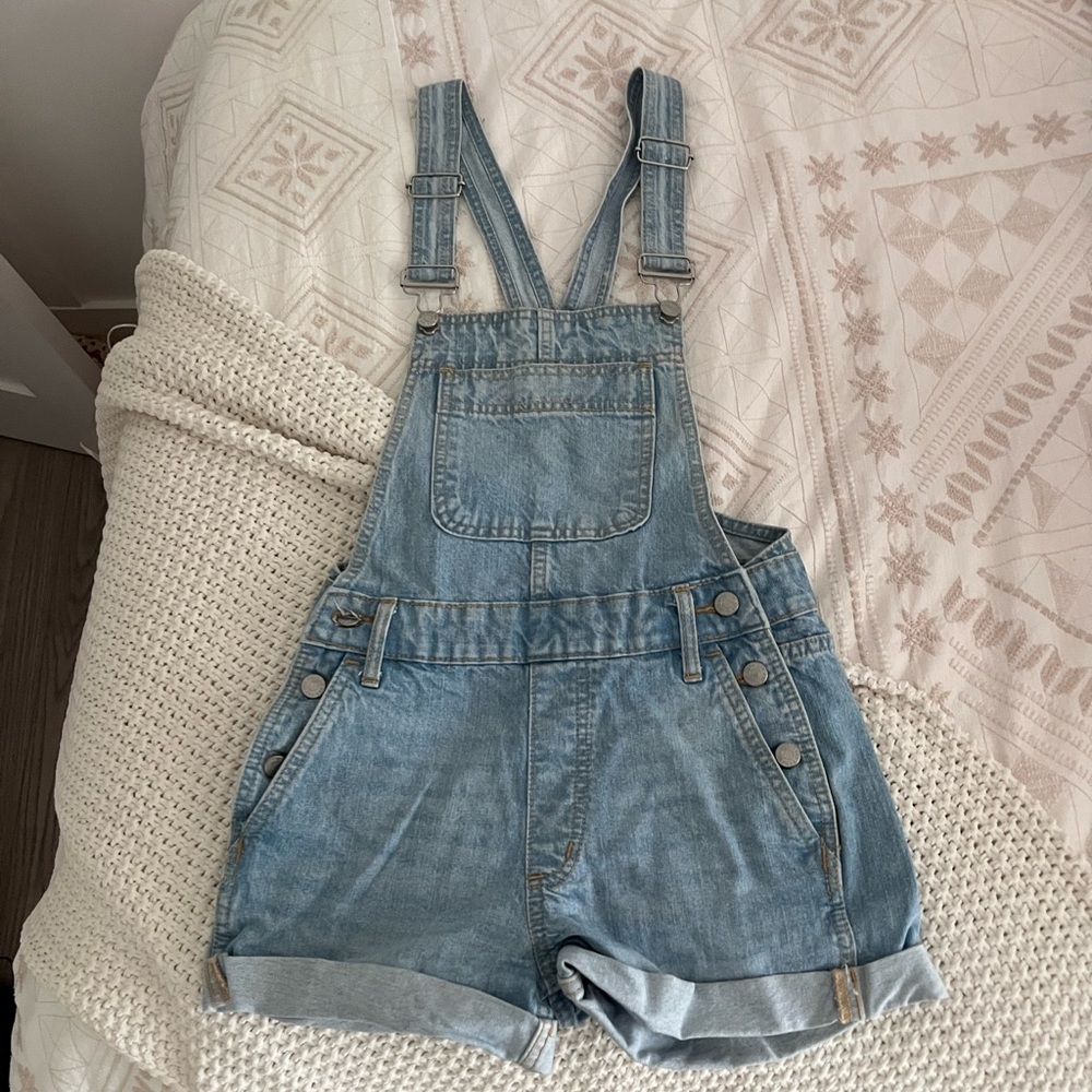 Light Blue Denim Short Overalls
